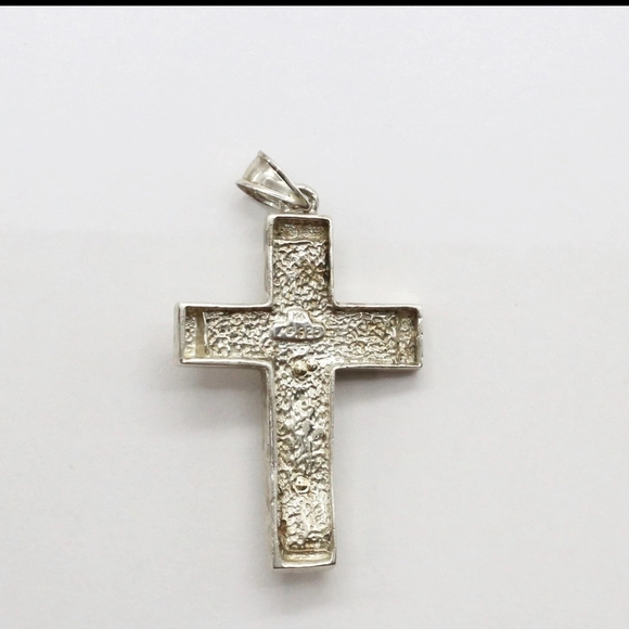 Sterling Silver/14K Gold Crucifix Cross & Sterling Silver Rope Chain 35 Grams - Picture 8 of 13